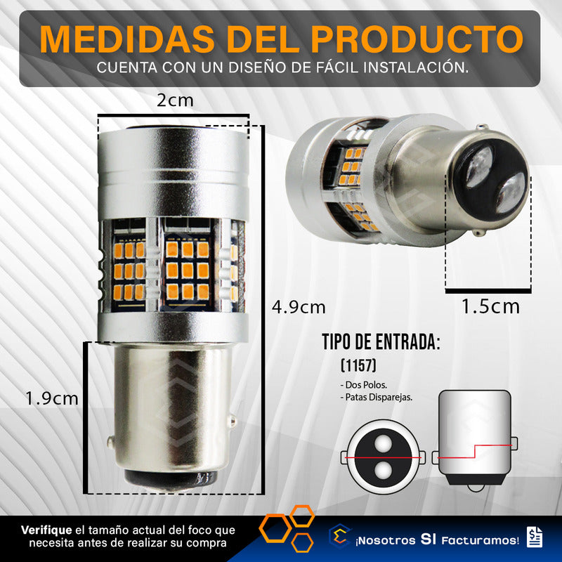 2 Focos 1157 54 Leds Canbus Fijo Ventilador 12v 29w 1000lm