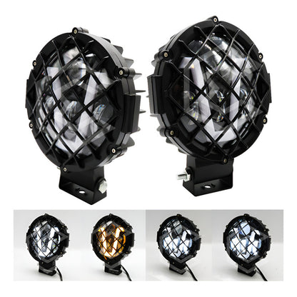 Par De Faros 7'' 30 Leds 4 Lupas Bicolor En V Rejilla 12-24v