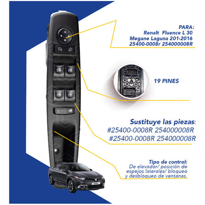 Switch Control Maestro Cristales Ventanillas Renault Fluence