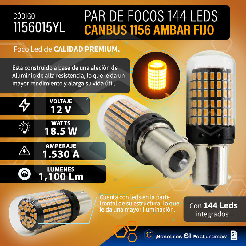 Par Focos 1156 1141 144 Leds Canbus Cristal Cuartos Stop 12v