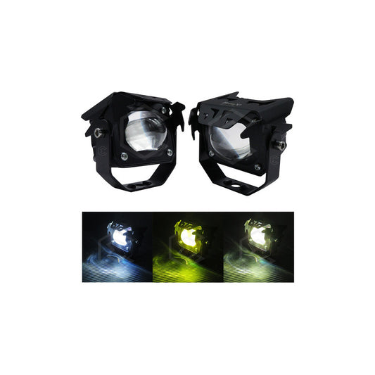 2 Faros Bicolor Rectangular 3'' 6 Hiperled Lupa Fijo 12-24v