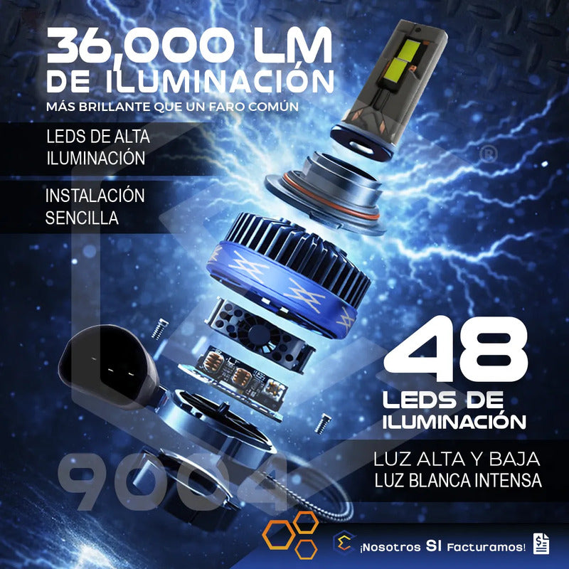 Kit 2 Focos 48 Leds Canbus Ventilador Alta Baja 36000lm 107w 9004