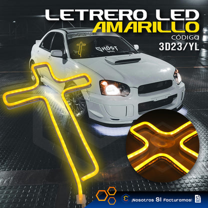 Figura Cruz Led Luz Neon Parabrisas Chupón Grande 26cm 12v