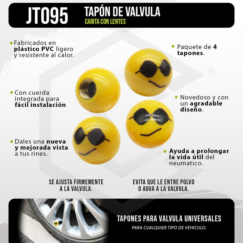 Kit 4 Tapones Cubre Pivote Válvula Emoji Caritas Auto Moto