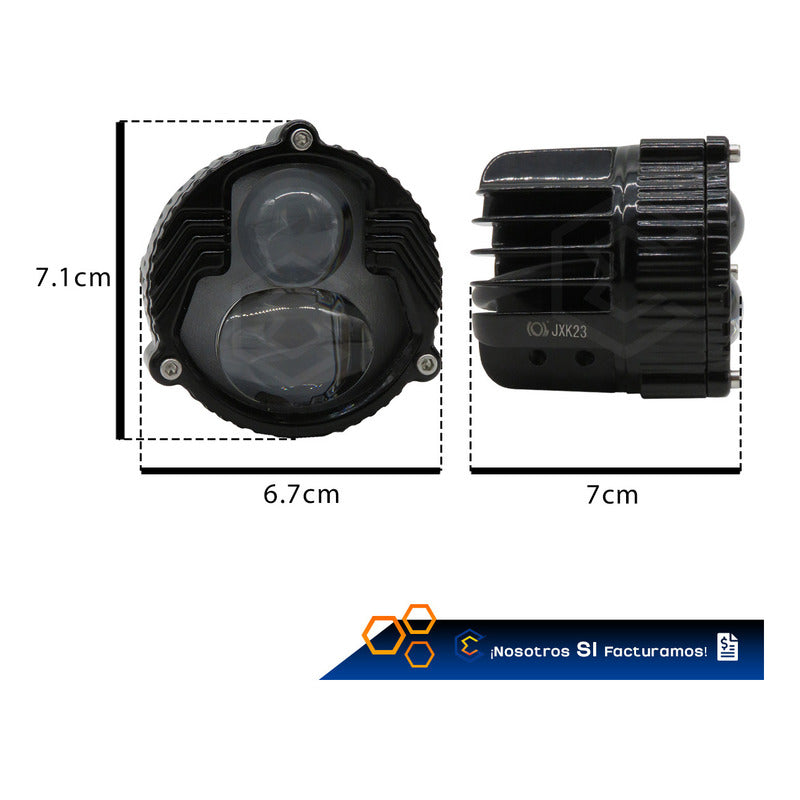 Par Faros 7 Led 2lupa Flood Spot Bicolor Fijo Estrobo 10-60v