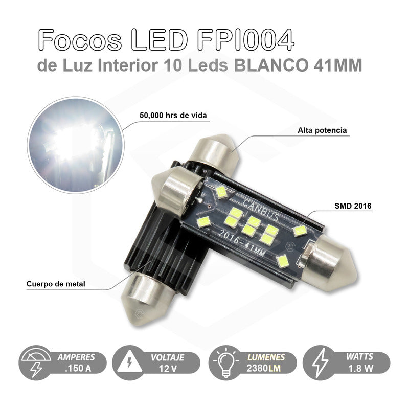 Kit 10 Focos Luz Interior 10 Leds Canbus 31mm 36mm 39mm 41mm