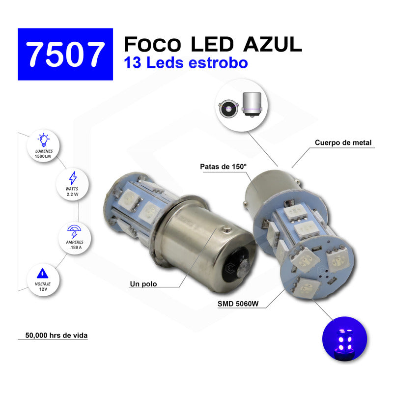 Par Focos 13 Leds 7507 Cuarto Direccional Pata V Estrobo 12v