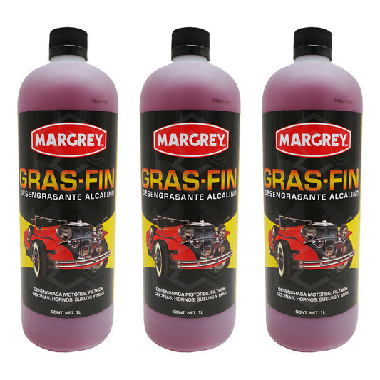 3 Gras Fin 1lt Limpiador Auto Motor Casa Cocina Margrey