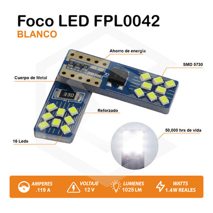 Par De Focos De Pellizco T10 16 Leds  Doble Polaridad Canbus
