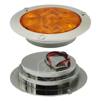 3 Plafón 6led Redondo Luz Trasera Camión Estrobo Stop 12-24v