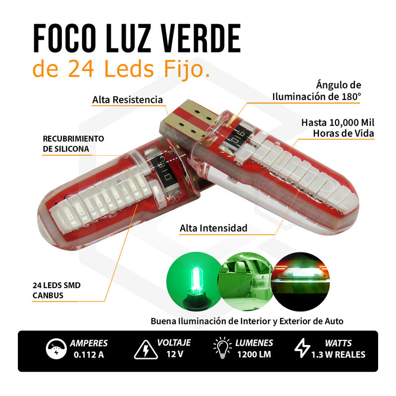 Kit 10 Focos De Pellizco T10 W5w 24 Leds Canbus 12v Fijo