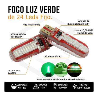 Kit 10 Focos De Pellizco T10 W5w 24 Leds Canbus 12v Fijo