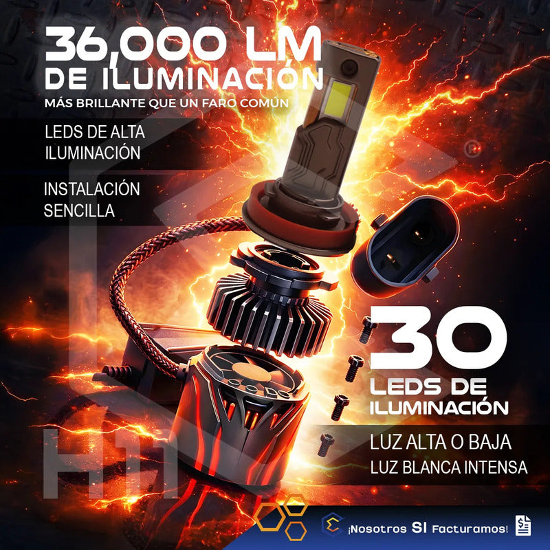 2 Focos 30 Leds H11 Ventilador Alta O Baja 36000lm 95w 9-36v H11