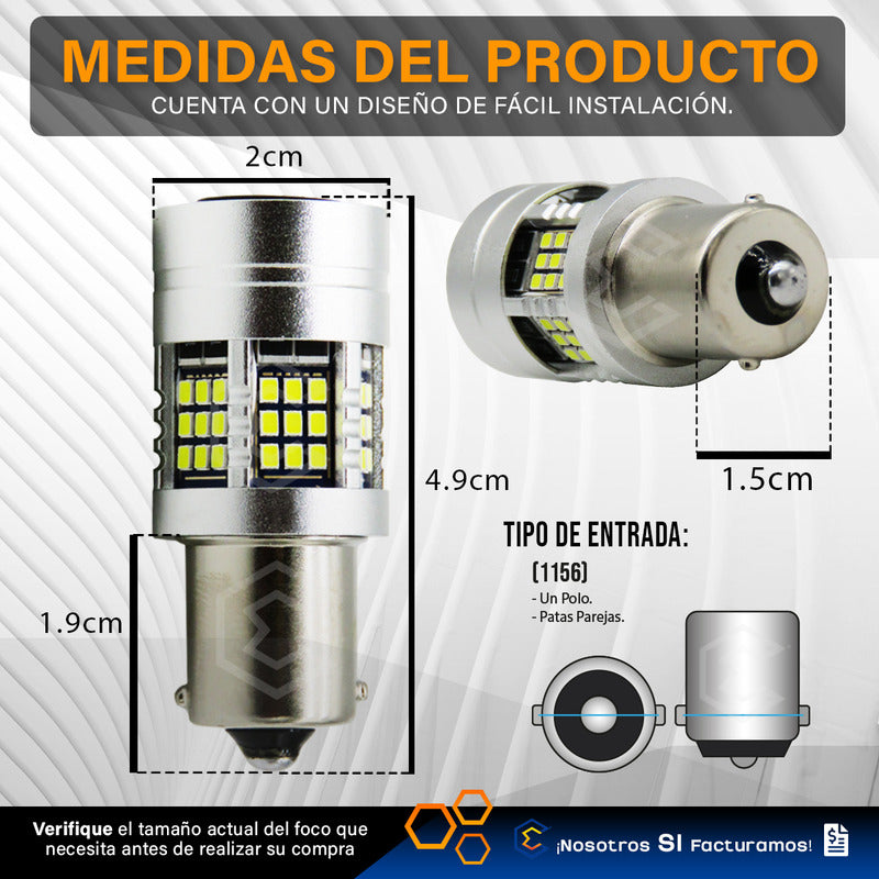 2 Focos 1156 54 Leds Canbus Fijo Ventilador 12v 29w 1000lm