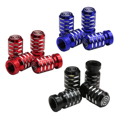 Kit 4 Tapon Cubre Pivote Válvula Metálico Espiral Auto Moto