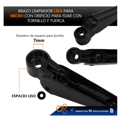 Par Brazos Limpia Parabrisas De Camion Micro Metalico Negro Derecho