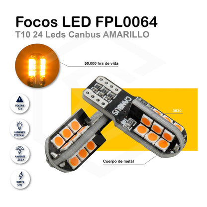 Par De Focos Pellizco T10 24 Leds Canbus 3030 Alta Potencia