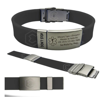 Pulsera Identificación Personalizada Emergencia Grabadoláser Gris
