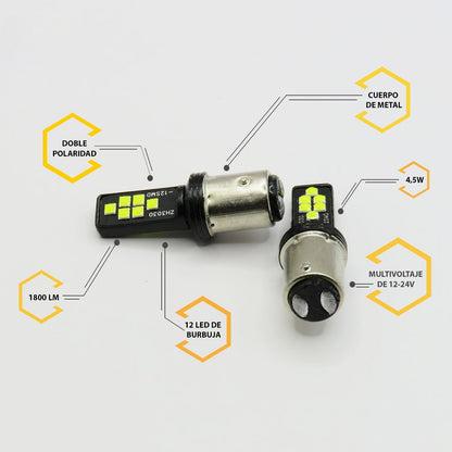 2 Focos 12 Led Canbus Cuarto Stop 12-24v 1156 57 3157  7507