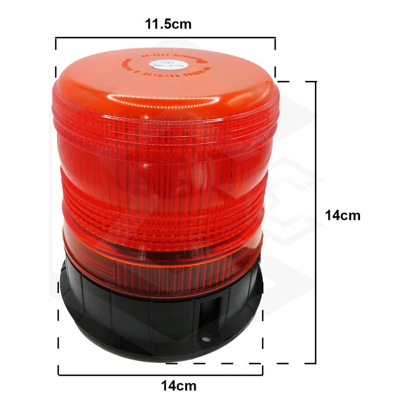Torreta Color Ambar 12-24v 24led 72w Ip65 Con Iman 3 Funcion