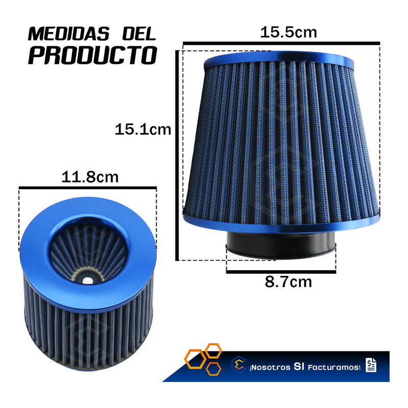 Filtro De Alto Flujo Universal Cromado Con Malla Abrazadera