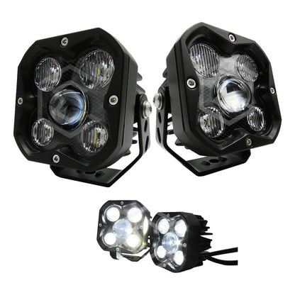 Par De Faros 5 Leds Cuadrado Luz Blanca Fija 60,000lm 9-30v