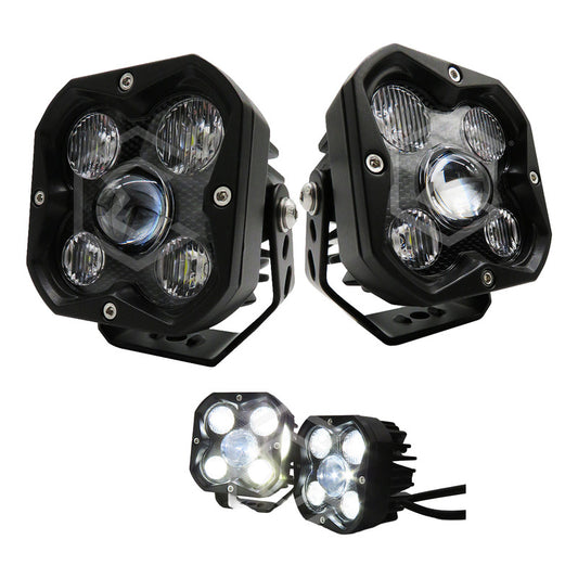 Par De Faros 5 Leds Cuadrado Luz Blanca Fija 60,000lm 9-30v