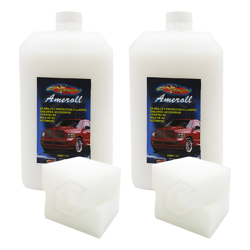 2 Amoroll Abrillantador Protege Hule Plástico C/2 Esponja 1l Blanco