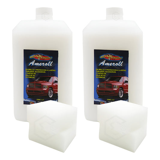 2 Amoroll Abrillantador Protege Hule Plástico C/2 Esponja 1l Blanco