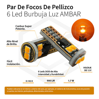 Kit 10 Focos Pellizco 6 Led Burbuja Canbus Super Potente 12v