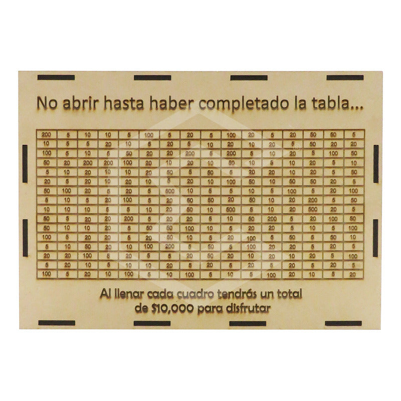 Alcancia Caja De Ahorro Con Objetivo 10k 25k 45k Dinero Mdf