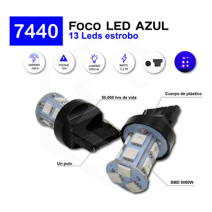 2 Focos 1157 1156 1176 3157 7440 7443 13 Leds  Estrobo 12v