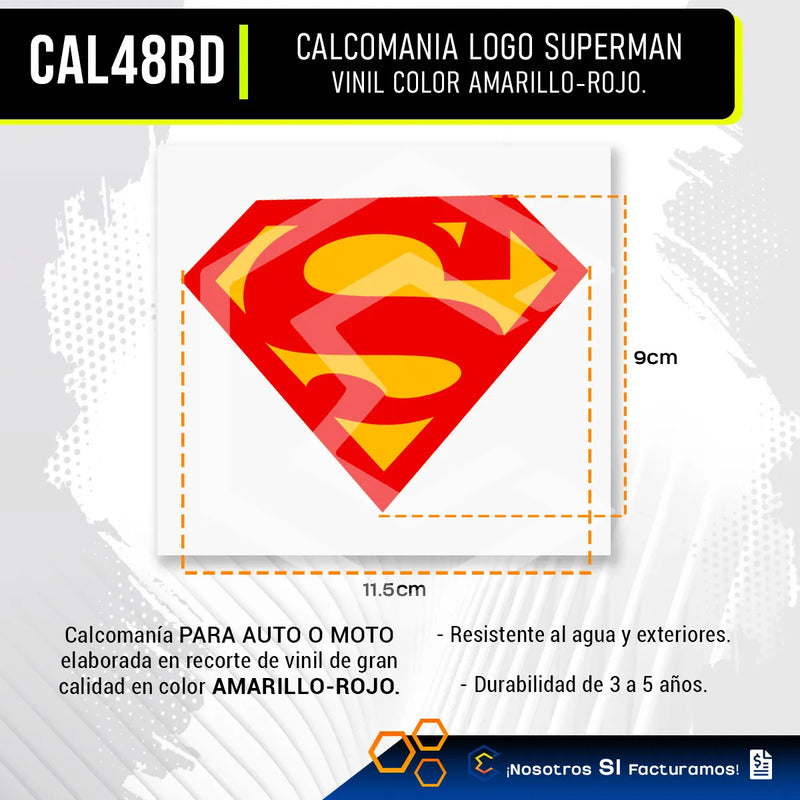 Calcomanía Superman Logo Sticker Vinil Auto Moto 11.5cmx9cm