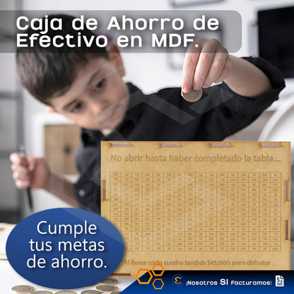 Alcancia Caja De Ahorro Con Objetivo 10k 25k 45k Dinero Mdf