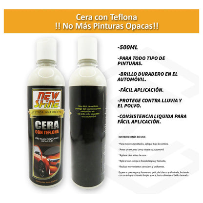 5 Cera Con Teflona No Mas Pinturas Opacas Brillo Duradero