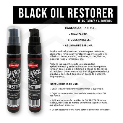 5 Restaurador De Plasticos Negros Oil Restorer 50ml Margrey