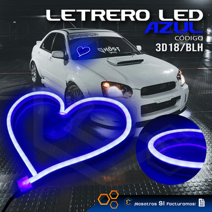Figura Corazon Led Luz Neon Parabrisas Chupón Grande26cm 12v