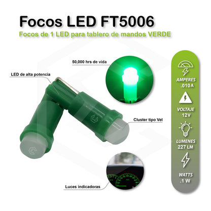 Kit 4 Focos 1 Led Pellizco T5 2721 Tablero Cluster Tipo Vela