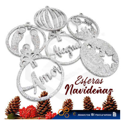 Esferas Navideñas Para Arbol Navidad Diamantina  Kit 10pzas