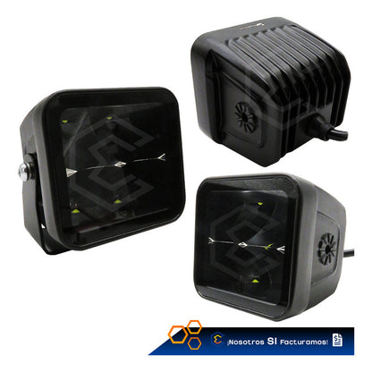 Par Faros 4 Led Luz Blanco Spot Fijo Estrobo 12,000lm 12-30v