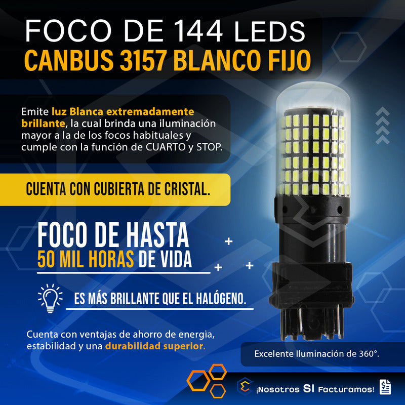 Par Focos 3157 3156 144 Leds Canbus Cristal Cuartos Stop 12v
