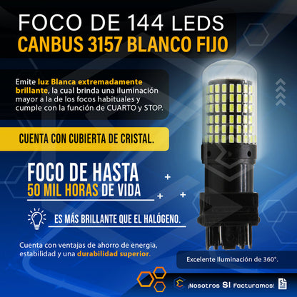 Par Focos 3157 3156 144 Leds Canbus Cristal Cuartos Stop 12v