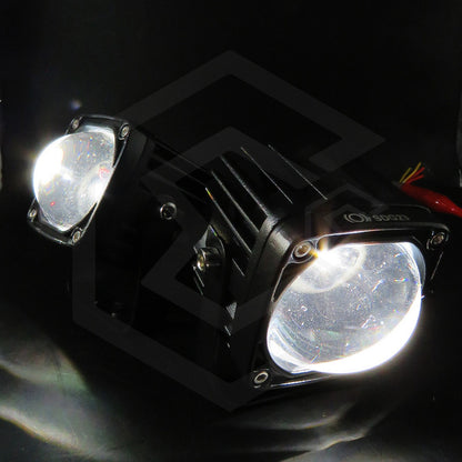 Par De Faros Con Lupa  10-30v Cuadrado Blanco/ambar 23000lm