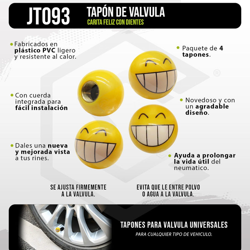 Kit 4 Tapones Cubre Pivote Válvula Emoji Caritas Auto Moto