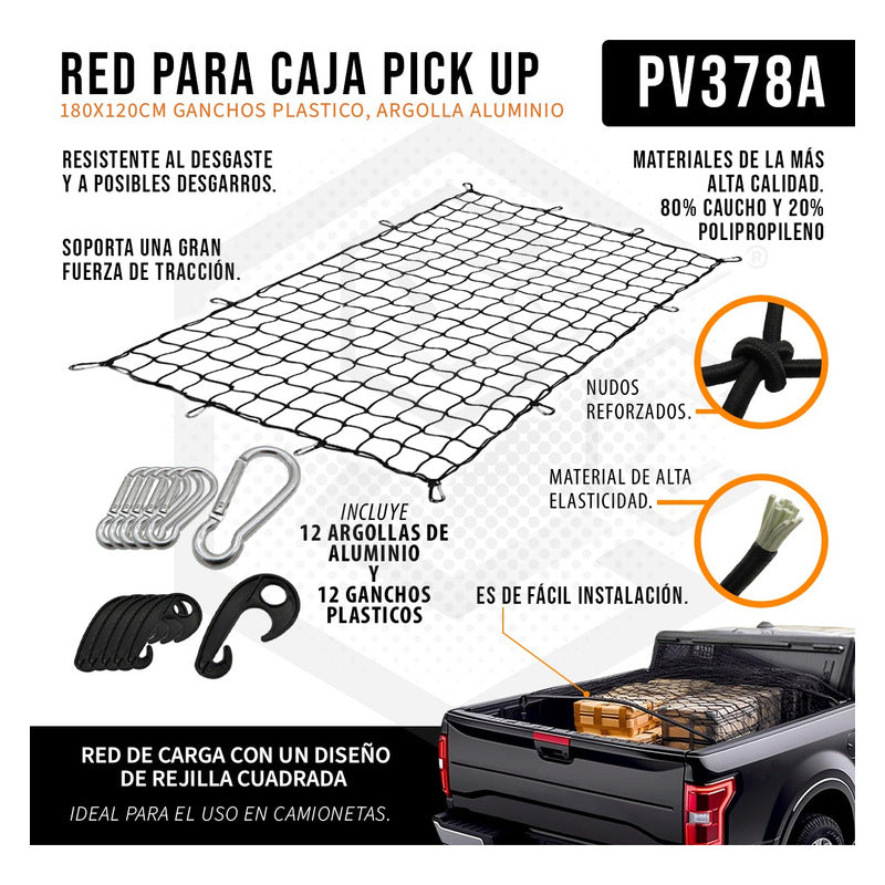 Red Malla Canastilla Portaequipaje Elástica Pickup 180x120cm