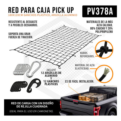 Red Malla Canastilla Portaequipaje Elástica Pickup 180x120cm