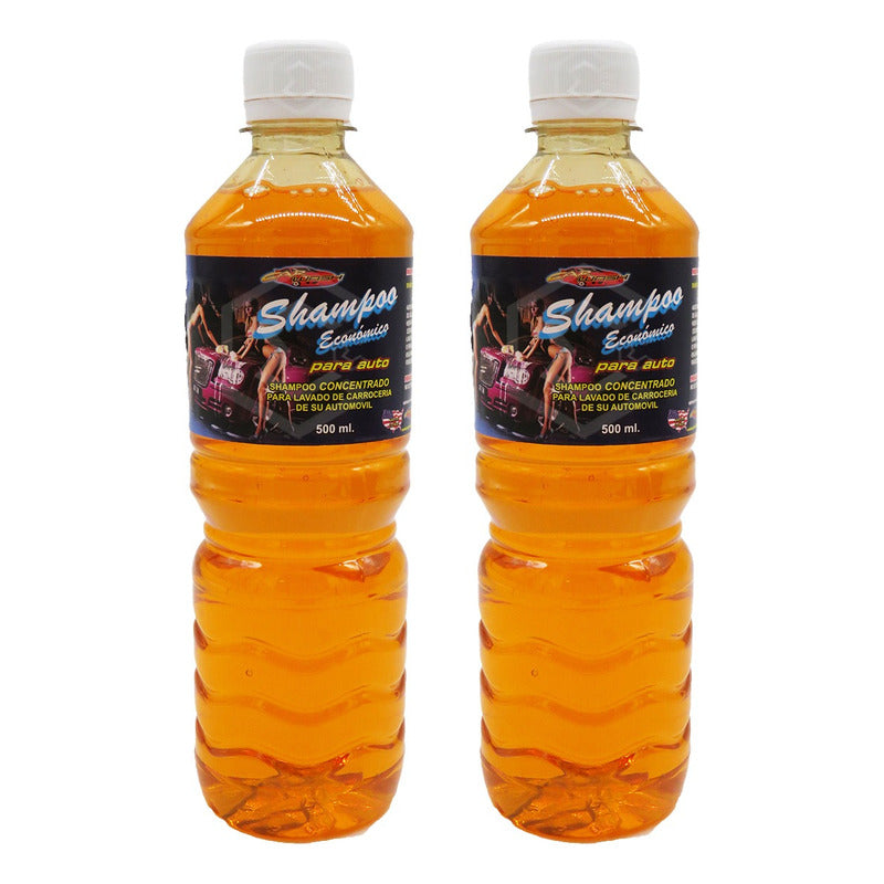 2 Shampoo Espumoso Auto Concentrado Acabado Brillante 500ml
