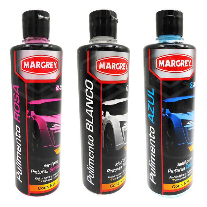 Kit Autobrillo S Aerosol Pulimento Azul Rosa Blanco Margrey