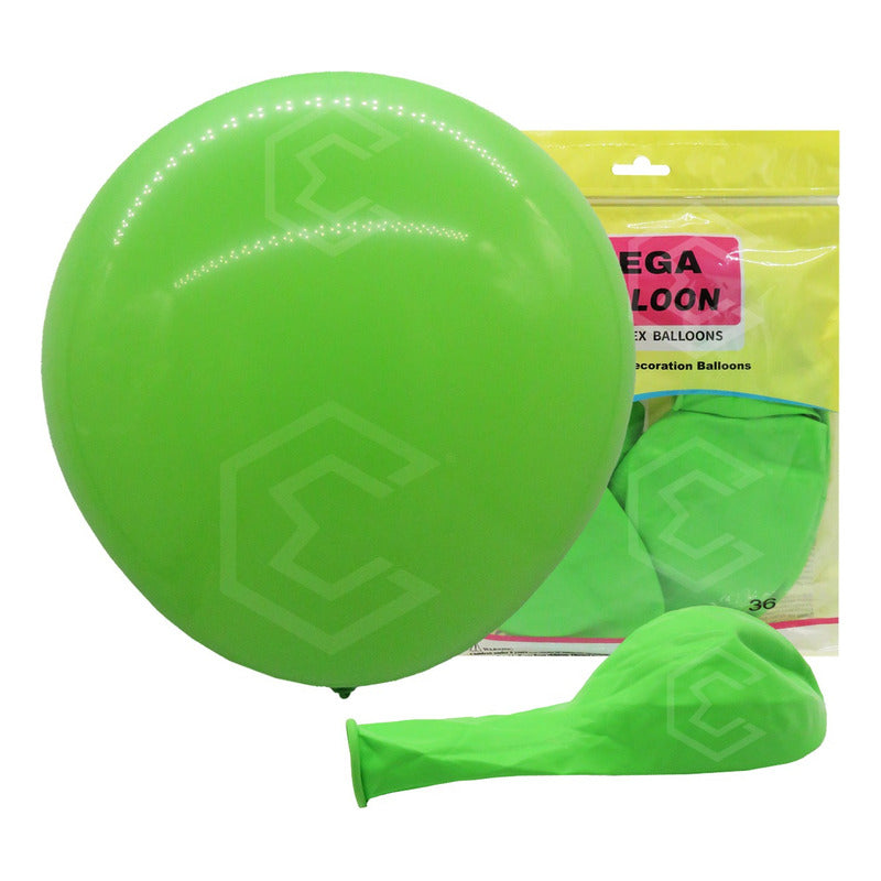 Bolsa 3 Globos Verde Limón Brillosos #36 Fiestas Bodas Latex Verde Limón Brilloso