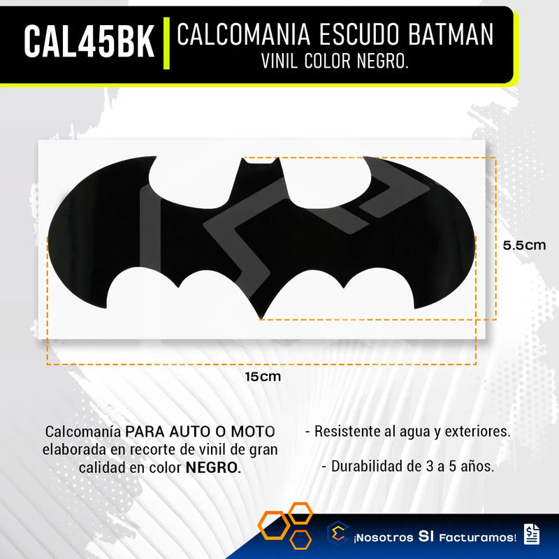 Calcomanía Batman Escudo Negro Sticker Vinil Auto Moto 15cm